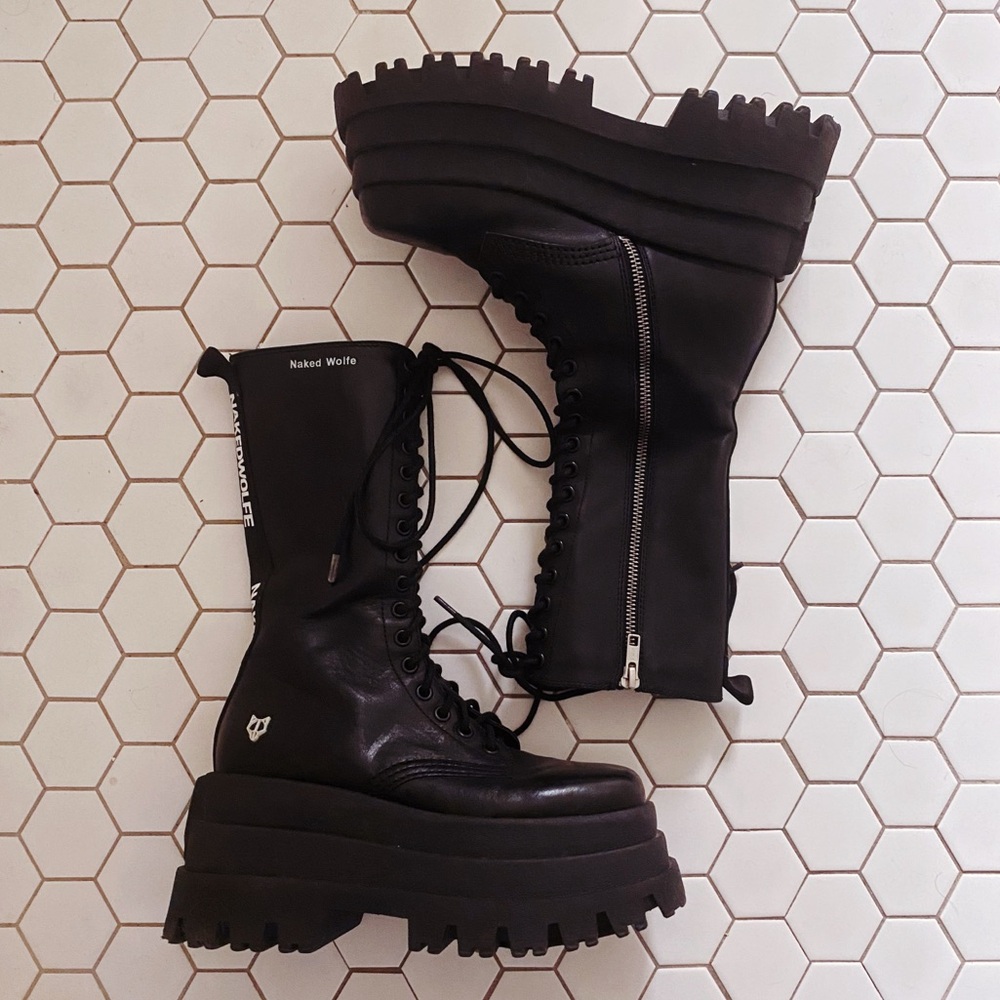 ❌SOLD❌ Naked Wolfe Black Combat Boots